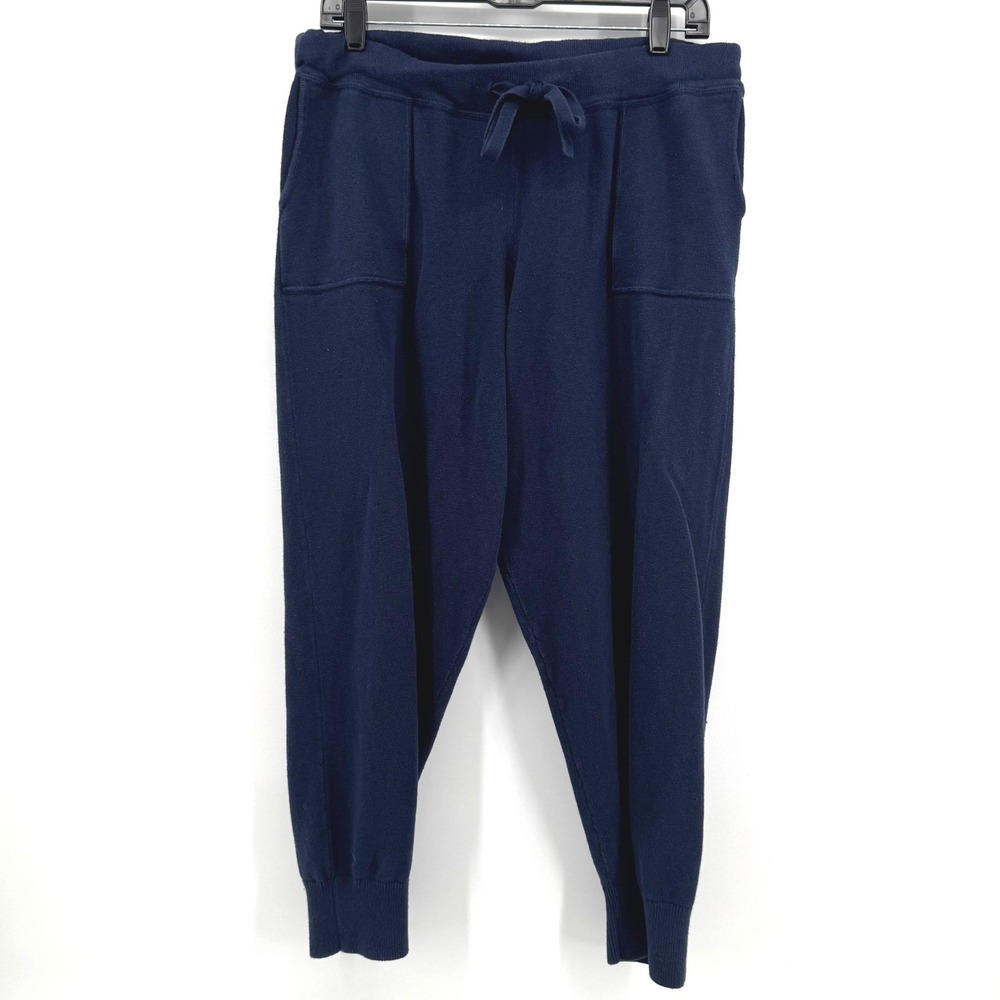 J.Crew Jogger Pants Womens Medium Navy Blue Cotton Cashmere Knit Casual